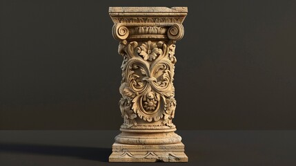 A photo of a carved sandstone pillar