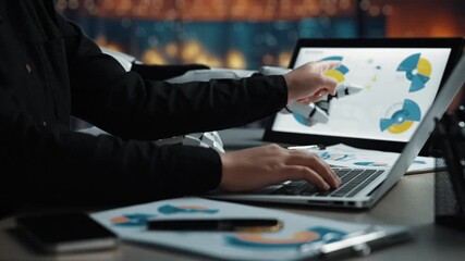 Innovation Lab Research: A team of researchers review statistics on a computer in an innovation lab. Their collaborative effort signals data-driven research and development in progress. Noogenesis AI - Powered by Adobe