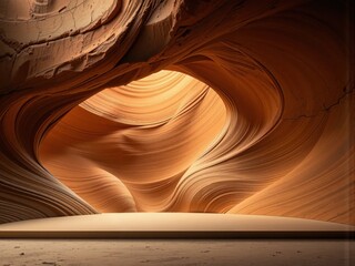 Natural Sandstone Cave with Smooth Curved Walls and Warm Lighting
