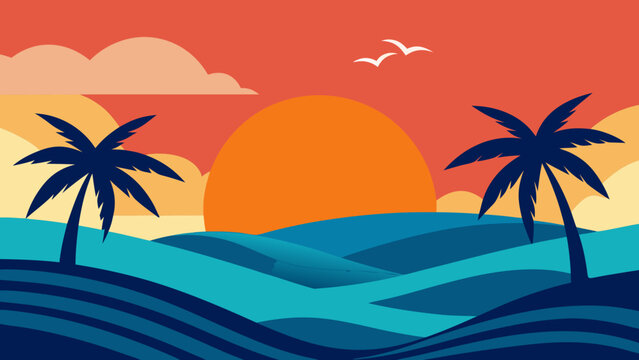 tropical beach sunset collage waves