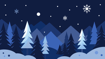 Obraz premium winter night forest collage snowflakes