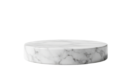 Thick round marble for product display podium. Isolated on transparent background, png