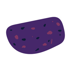 Abstract illustration of a purple shape, featuring speckled patterns for a visually engaging design element