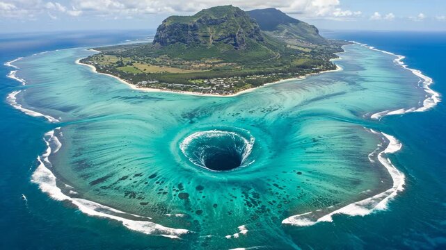Underwater waterfall illusion in mauritius le morne brabant