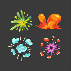 Cartoon Explosions Collection Vibrant Comic Burst Elements for Creative Designs