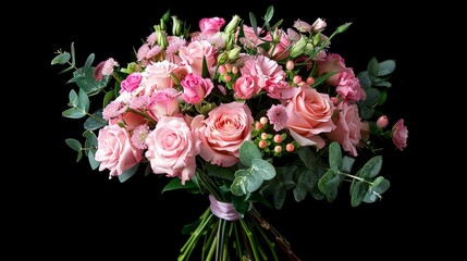 A photo of a chic bouquet with pink carnations