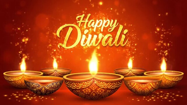 happy diwali celebration traditional oil lamps festive background