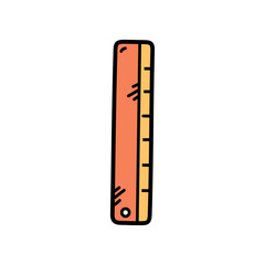 Orange and Yellow Ruler Doodle Illustration With Transparent Background Simple School Supply Icon