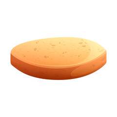 Delicious Baked Bread Slice Isolated on White Background, Cartoon Style