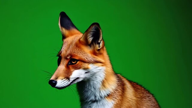 Rotfuchs auf Greenscreen &ndash; isolierter roter Fuchs mit Chroma Key Hintergrund	