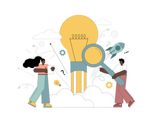 Business idea analysis, business services, teamwork .eps