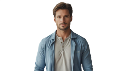 Handsome man isolated on transparent background