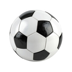 Fototapeta premium Classic soccer ball with black and white pentagons and hexagons against black background