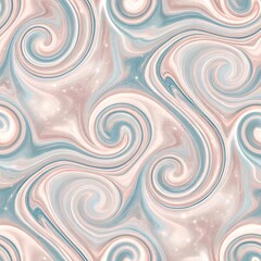 Obraz premium Abstract pastel marble pattern with pink and blue swirls, soft watercolor texture with flowing curves, seamless decorative background design