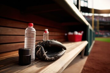 Quiet Dugout Scene with Sports Equipment and Calm Atmosphere