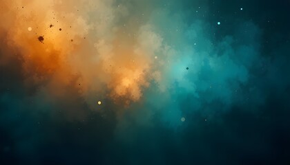 "Dark Blurred Teal and Orange Gradient Grainy Background – Modern Noise Texture Banner Design"