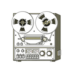 Retro Reel to Reel Recorder A Classic Sound Machine Illustration