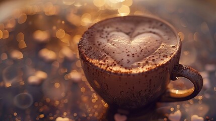 A photo of a coffee cup with a heart-shaped