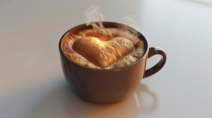 A photo of a coffee cup with a heart-shaped