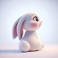 Adorable fluffy bunny with pink cheeks looking hopeful, perfect for springtime promotions and heartfelt greetings, bringing joy and cuteness to any project