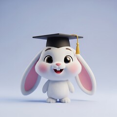 Celebrate graduation with this adorable bunny, perfect for invitations, announcements, and educational materials filled with joy and accomplishment