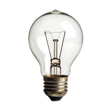 Clear glass bulb with filament visible, showing details. Black background