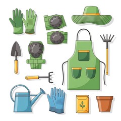 Gardening Tools and Equipment - A Colorful Vector Illustration.