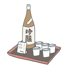 日本酒の試飲コーナーをイメージしたイラスト