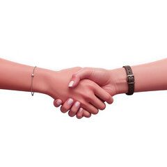 Two hands shaking in agreement isolated on transparent background