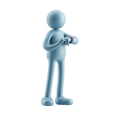 3D Figure Checking Time on Smartwatch