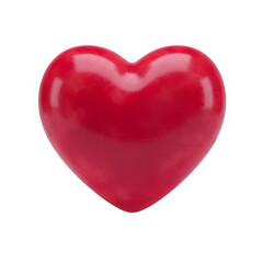 Glossy red heart shape isolated on transparent background