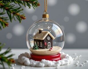 Decorative Glass Globe with Miniature Holiday Village