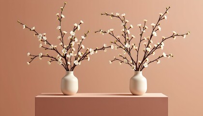 Symmetrical Minimalist Floral Arrangement with Earth Tones