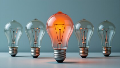 Central Illuminated Light Bulb with Symmetrical Row