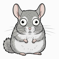 Cartoon chinchilla, kid book illustration, isolated on white background.