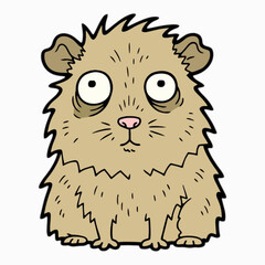 Cartoon guinea pig, kid book illustration, isolated on white background.
