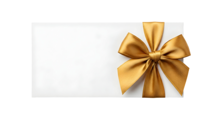 Elegant Gold Ribbon Bow on White Gift Card Certificate Voucher Template