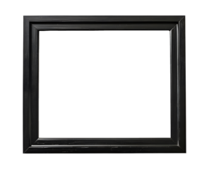 glossy black picture frame isolated on transparent