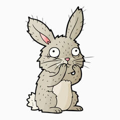 Cartoon rabbit, kid book illustration, isolated on white background.