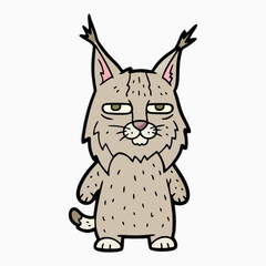 Cartoon lynx, kid book illustration, isolated on white background.