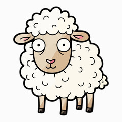 Cartoon sheep, kid book illustration, isolated on white background.