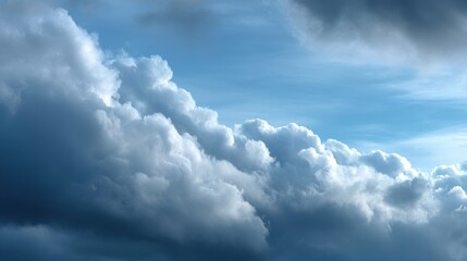 A serene view of fluffy clouds against a blue sky, creating a tranquil atmosphere that evokes calm and contemplation.