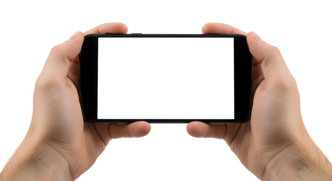 Mobile Phone Mockup in Hands Smartphone Display Screen Technology Design