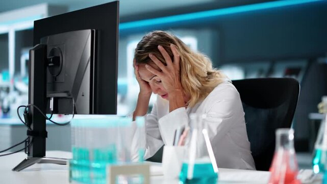Stressed Scientist having Research Problem