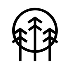 Three pine trees in a circle, forest concept