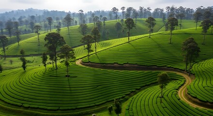 Lush Green Tea Plantation in Sri Lankas Hill Country.