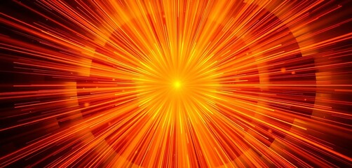 Bright orange and yellow energy radiating outwards from a central point, creating a starburst effect, fire, streak