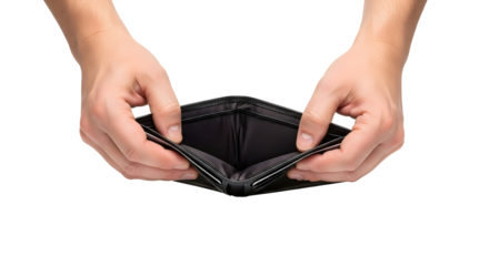 Empty Wallet in Hands Finance Crisis Poverty Bankruptcy Debt Loss Failure