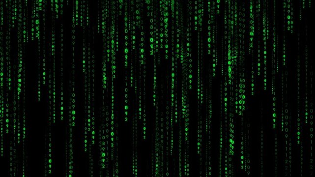 Coding animation with falling numbers. Full HD. 4K
