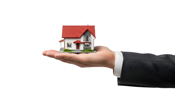Real Estate Investment House in Hand Concept Home Loan Mortgage Property - Powered by Adobe